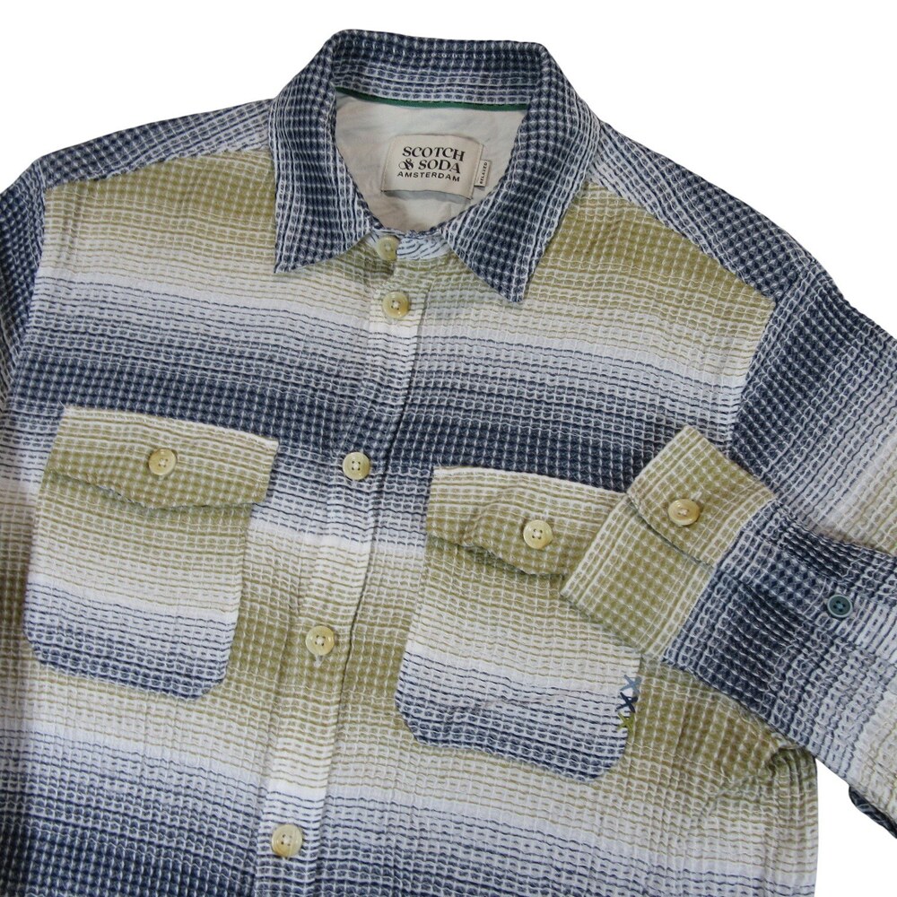 Scotch & Soda Mens Button Up Shirt M Relaxed Fit Multicolored Striped Loose